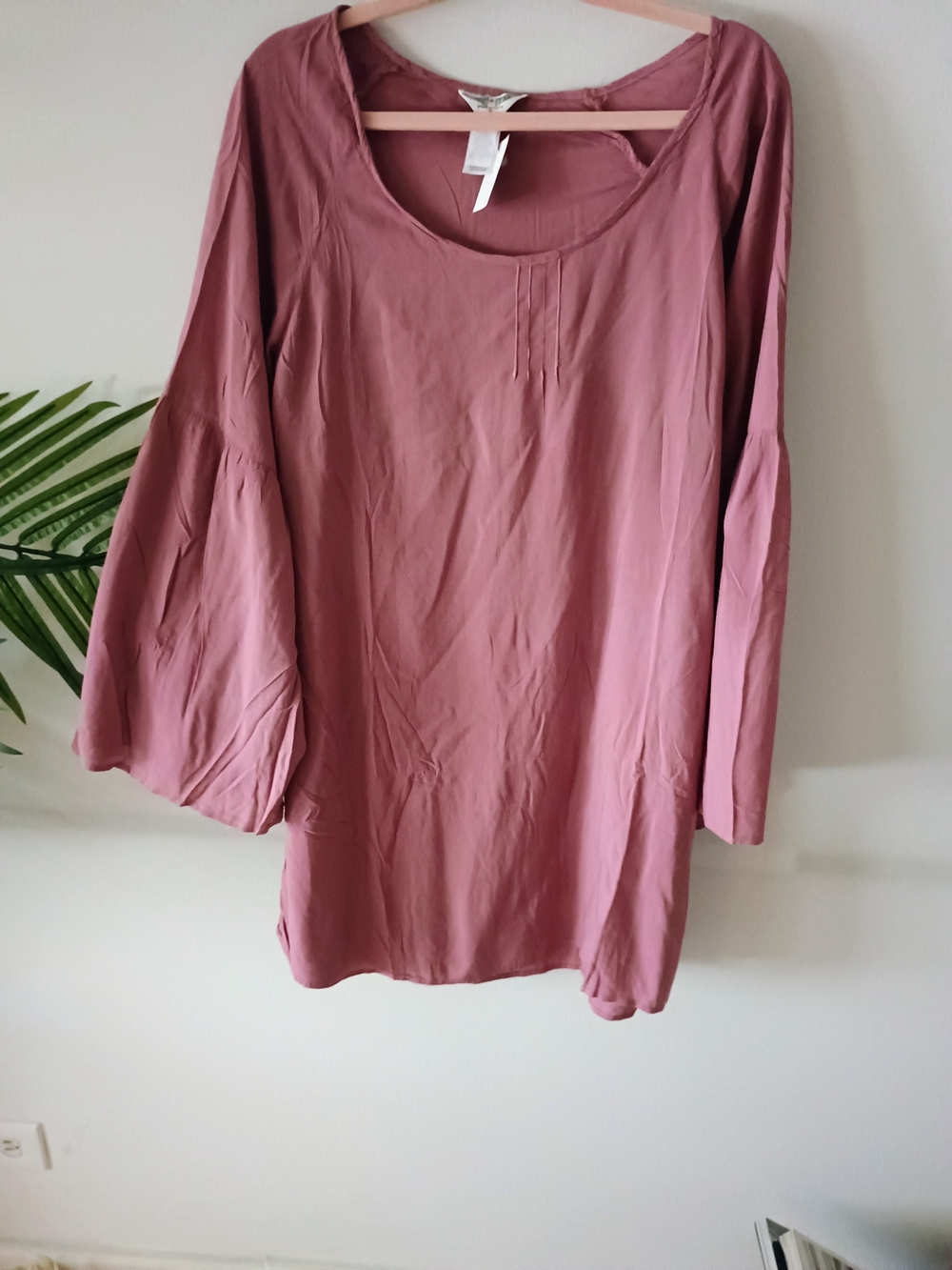 Hard Tail Mauve Long Sleeve Scoop Neck Tunic Dress Size Small Nwot